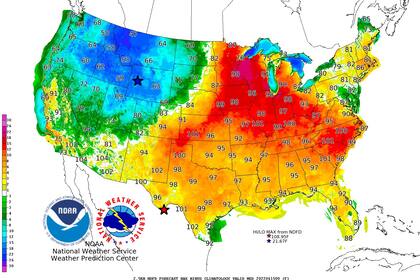"Calor" es la palabra del día para gran parte del país al este de las Montañas Rocosas