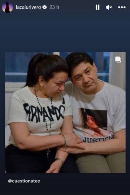 Calu Rivero eligió una foto de los papás de Fernando Báez Sosa para exigir justicia por el joven