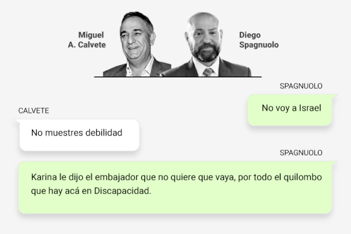 Calvete, Spagnuolo y sus chats sobre un viaje frustrado a Israel
