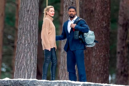 Cameron Diaz y Jamie Foxx en el set de Black In Action