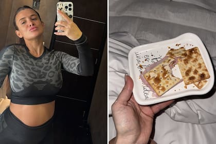 Cami Homs compartió en sus redes una selfie y una foto de galletitas de agua con jamón que, según reveló, fue un antojo que tuvo a las 2 de la mañana (Foto: Instagram @comihoms)