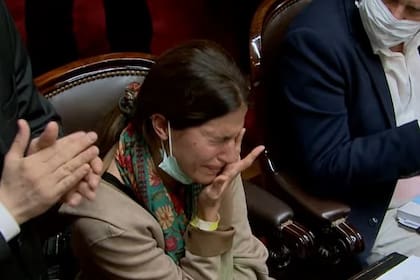 Camila Crescimbeni se largó a llorar ayer en la Cámara de Diputados durante el homenaje