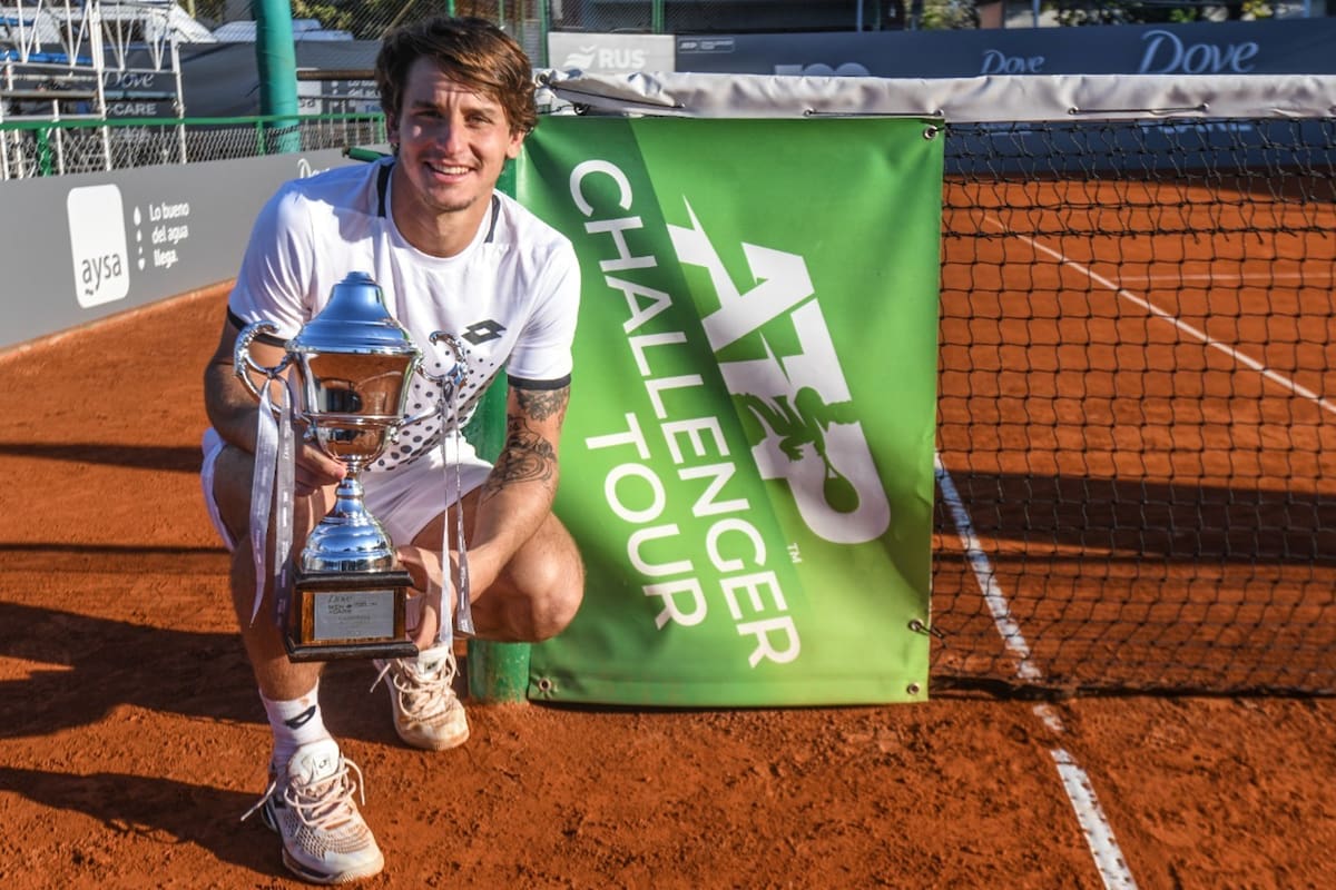 Camilo Ugo Carabelli, con el trofeo de campeón del Challenger de Buenos Aires 2