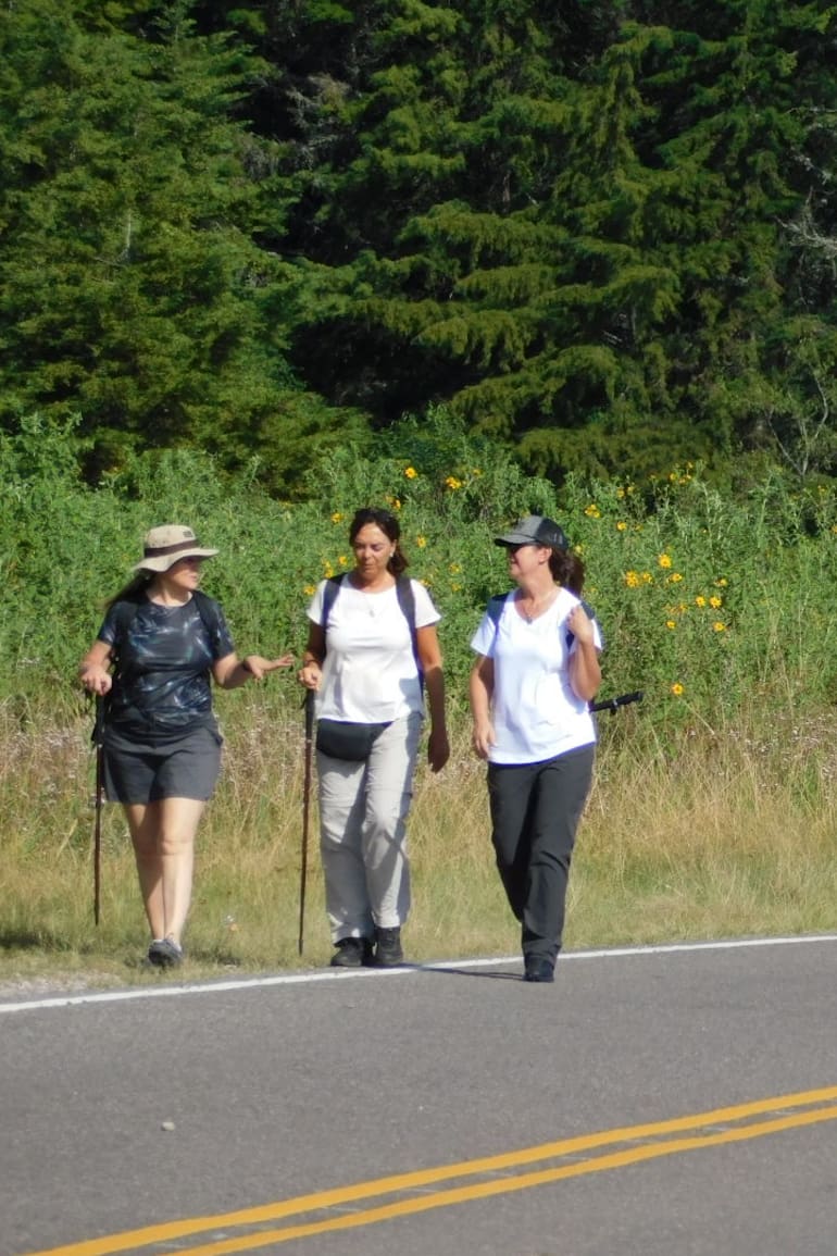 Caminando sobre la RP 2, en Jujuy, en el tramo que va de Los Paños a San Antonio.