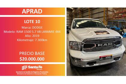 Camioneta Dodge RAM Laramie secuestrado a narcos y subastada en Rosario