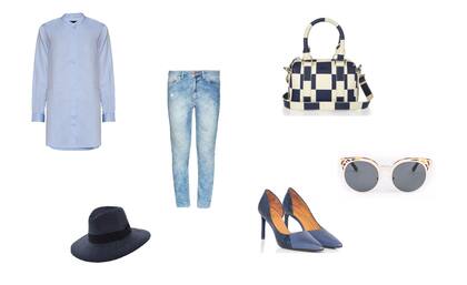Camisa (Deleon, $1580) Jean (Cacharel, $2100) Cartela (Lacoste) Zapatos (Via Uno, $2199) Anteojos (Elizabeth Arden) Sombrero (Compañia de Sombreros, $640)