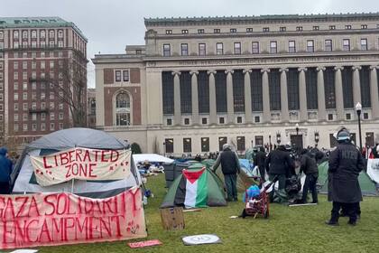 Campamento de protesta en el campus de la universidad de Columbia