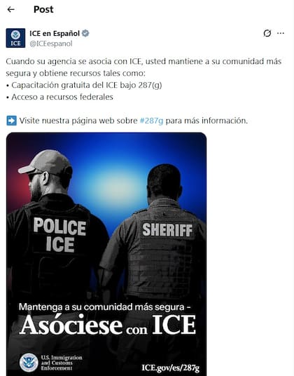 Campaña del ICE para incrementar la colaboración del programa 287(g)