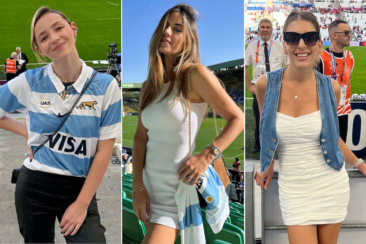Cande Echayde, Natacha Eguía y Julia Arregui en Francia, alentando a Los Pumas