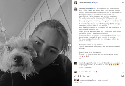 Cande Tinelli se mostró "rota" tras la muerte de su perrita Linda