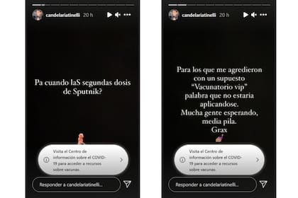 Candelaria Tinelli usó su redes sociales para reclamar la segunda dosis de Sputnik V