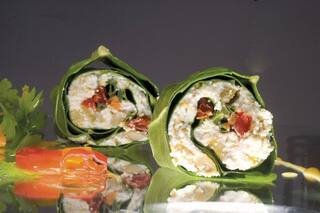 Canelones de acelga con brócoli, arroz integral y nueces