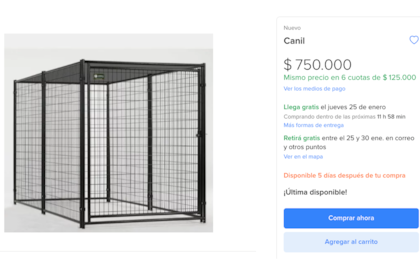Canil para perros estándar publicado en $750.000