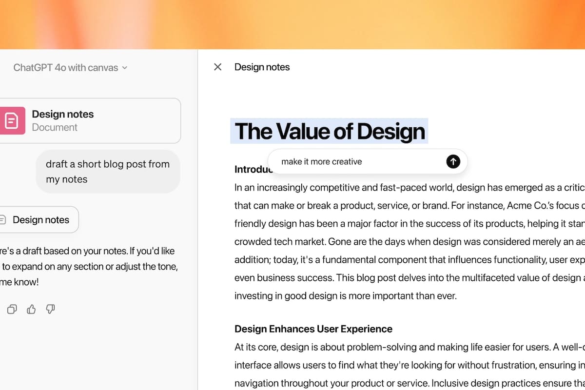 Canvas es la nueva herramienta de ChatGPT para escribir textos o para programar