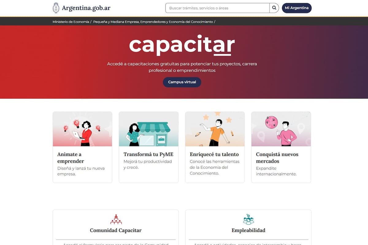 Capacitar es la nueva plataforma con 400 cursos gratis para pymes y emprendedores, con orientación tecnológica