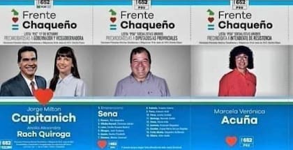 Capitanich y la boleta con Emerenciano Sena y Marcela Acuña