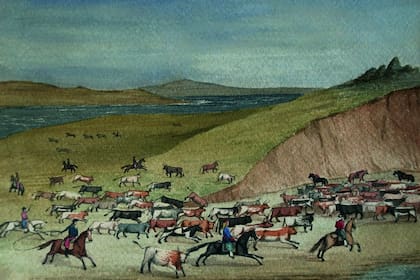 Captura de ganado en las Islas Malvinas (Obra de William Pownell Dale)