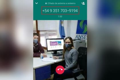 Captura de pantalla de la llamada de WhatsApp que recibió el subcomisario Agustín Martínez (Infopico)