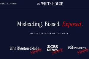 Captura de pantalla de la página web de la Casa Blanca “Media Bias / Media Offenders” (Sesgo mediático/ Infractores mediáticos), impulsada por el presidente norteamericano, Donald Trump