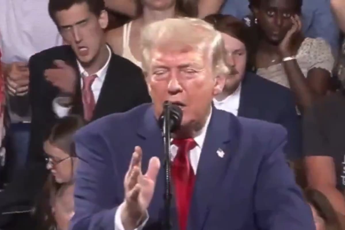 Captura de pantalla de la transmisión del discurso de Trump en Georgia. Fuente: X