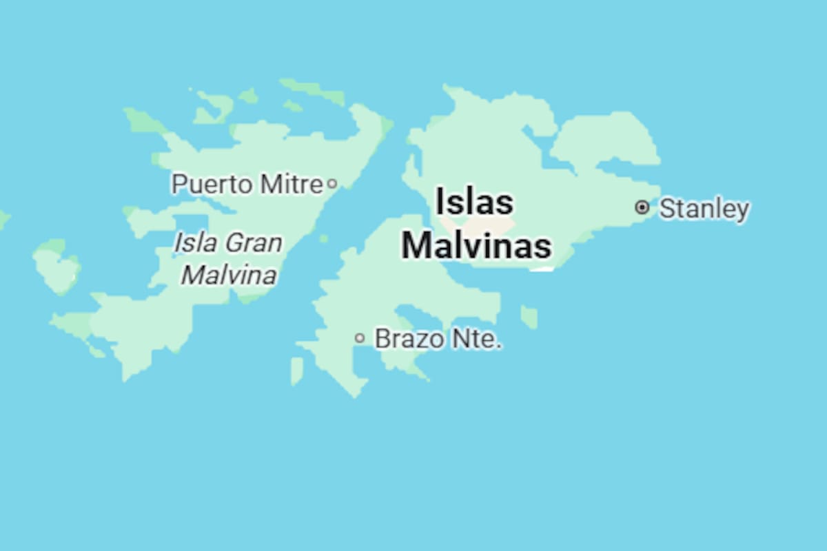 Captura de pantalla de las Islas Malvinas. Fuente: Google Maps