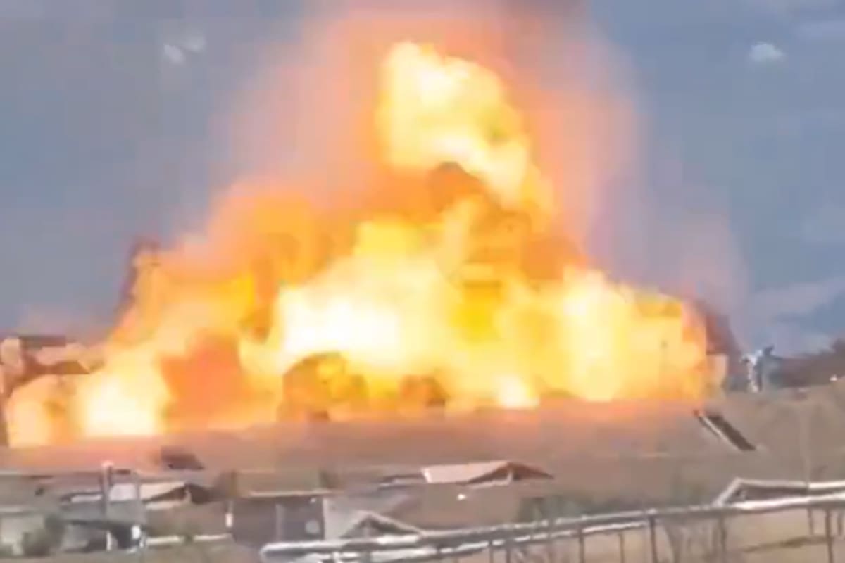 Captura de pantalla de un video de la explosión de una fábrica de municiones cerca de Roma. Fuente: X