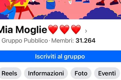 Captura de pantalla del grupo "Mia Moglie" de Facebook. Fuente: X