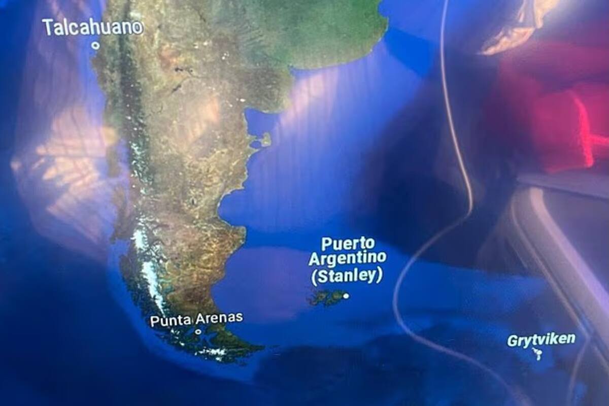 Captura de pantalla del mapa de a bordo de British Airways
