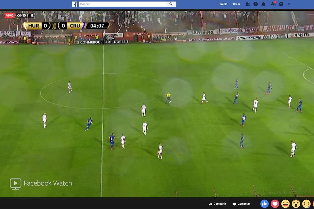 Captura de pantalla del partido transmitido por Facebook