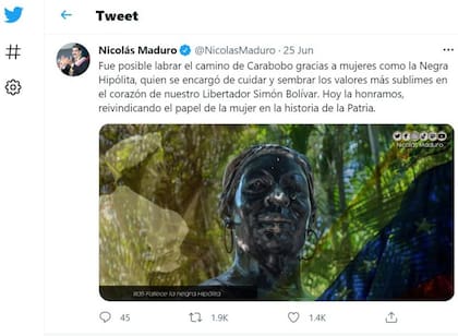 Captura de un tuit alegórico de Nicolás Maduro