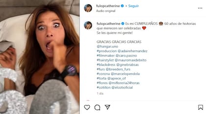Captura del divertido video que Catherine Fulop compartió con motivo de su cumpleaños