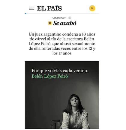 captura subida por Belen López Peiró de su columna en El Pais