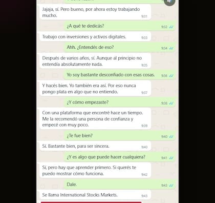 Capturas de pantallas de la estafa virtual que sufrió Mario