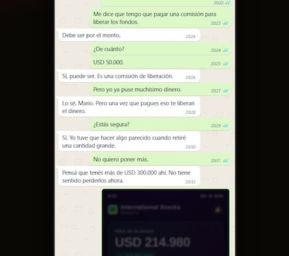 Capturas de pantallas de la estafa virtual que sufrió Mario