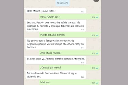 Capturas de pantallas de la estafa virtual que sufrió Mario
