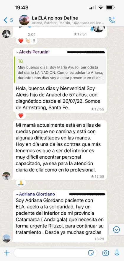 Capturas grupo de WhatsApp ELA