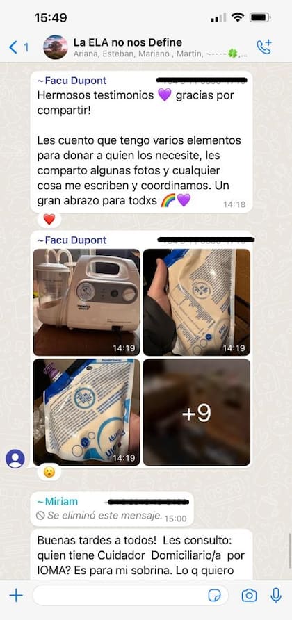 Capturas grupo de WhatsApp ELA