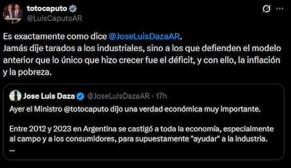 Caputo aclaró sus dichos sobre la industria