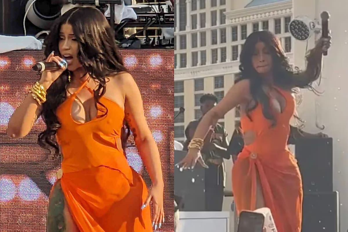 Cardi B se enfureció con una espectadora que le tiró un vaso con líquido encima y le revoleó el micrófono