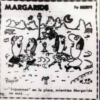 Caricatura de Basurto en Crónica del año 1966 que ironizaba sobre las actividades del Comisario Margaride