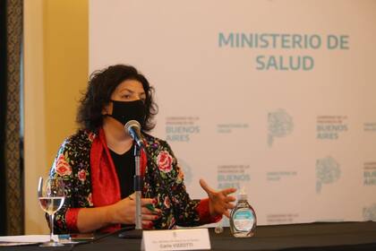 Carla Vizzotti durante la conferencia de prensa que brindó tras una nueva reunión del Consejo Federal de Salud (Cofesa) realizada en Mar del Plata