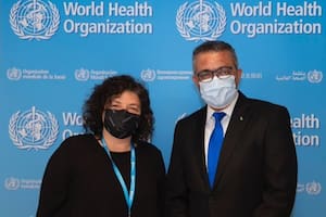 Carla Vizzotti y el director general de la OMS, Tedros Adhanom Ghebreyesus