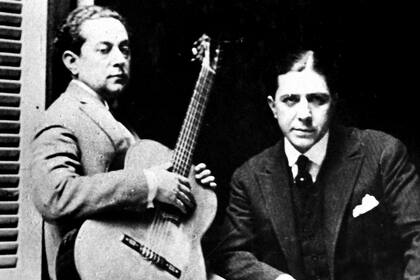 José Razzano y Carlos Gardel, responsables de la música del tango "Mano a mano"