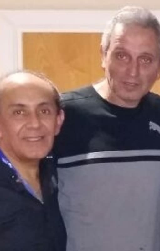 Carlos Azuga, Francisco La Regina, la lechera y Phyllis durante el reencuentro en 2017
