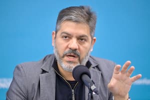 Carlos Bianco, ministro de Gobierno bonaerense, esta mañana, en conferencia de prensa