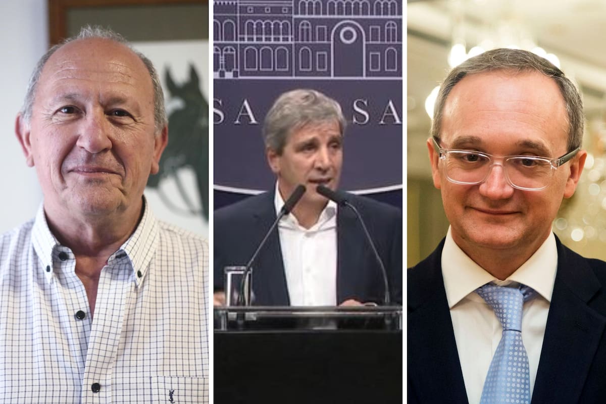 Carlos Castagnani, presidente de CRA; Luis Caputo, ministro de Economía y Gustavo Idígoras, presidente de Ciara-CEC