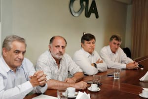 Carlos Iannizzotto (Coninagro), Jorge Chemes (CRA), Daniel Pelegrina (SRA) y Carlos Achetoni (FAA)