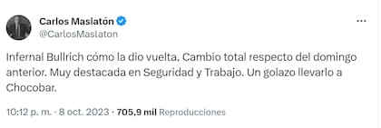 Carlos Maslatón elogió el discurso de Bullrich