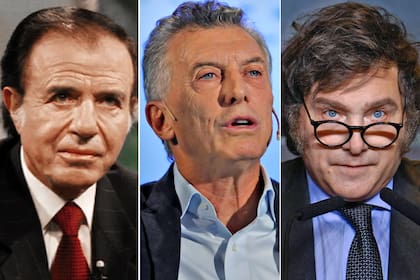 Carlos Menem, Mauricio Macri y Javier Milei