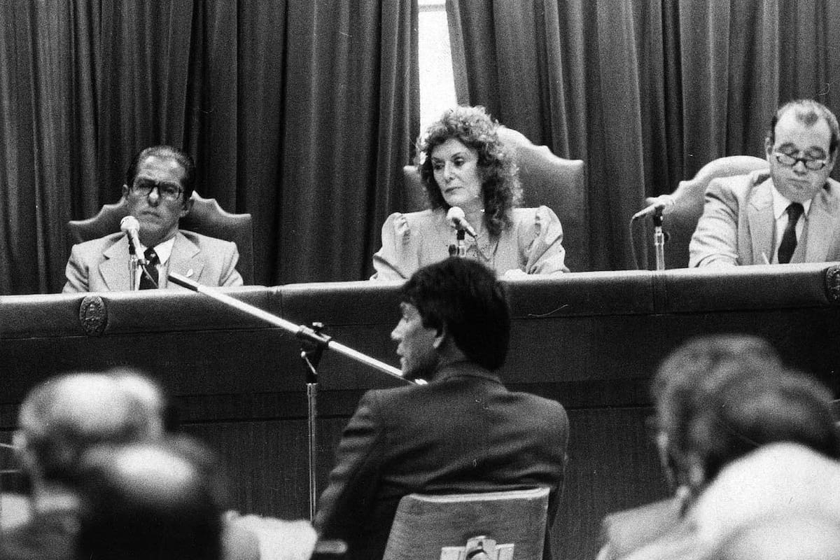 Carlos Monzón durante el juicio, que se realizó en julio de 1989